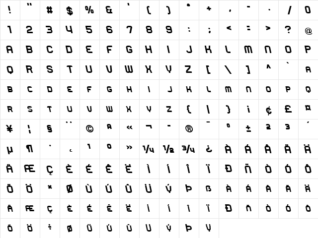 Rueck Left Regular font glyphpreview