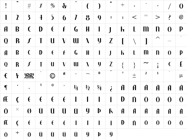 Studebaker NF Regular font glyphpreview