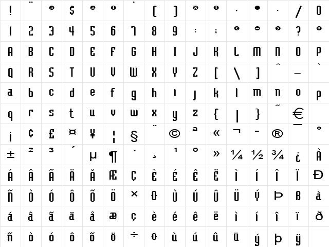 FlintstoneExtended Normal font glyphpreview