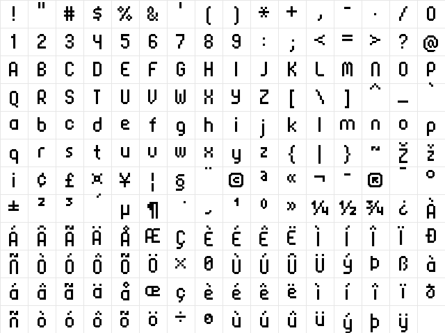 FFF Corporate Regular font glyphpreview