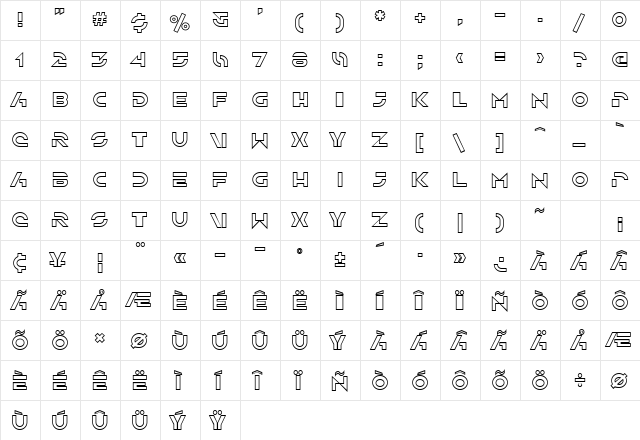 SF Solar Sailer Outline Regular font glyphpreview