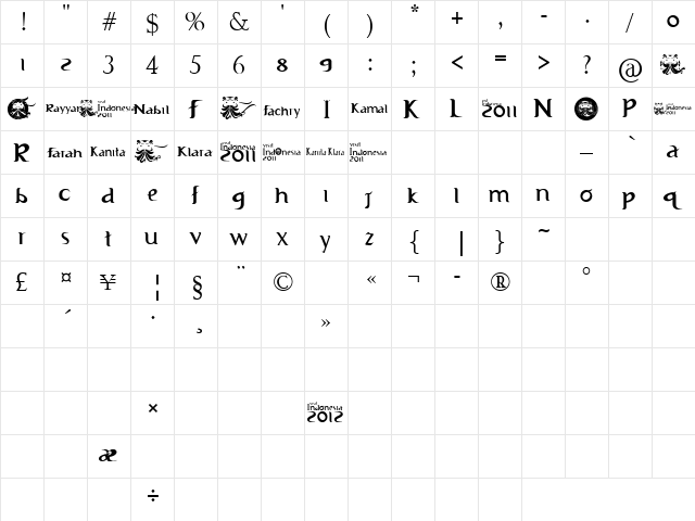 Visit Indonesia 2011 #2 Regular font glyphpreview