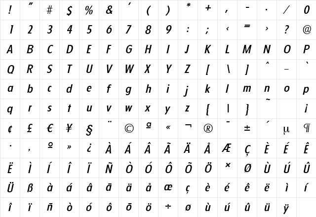 FloridaSerial-Medium Italic font glyphpreview