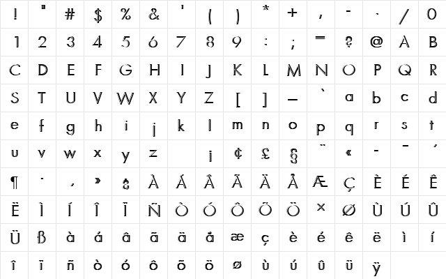 FuturaTLigRe1 Regular font glyphpreview