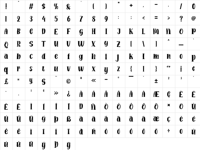 Funny Gang Regular font glyphpreview