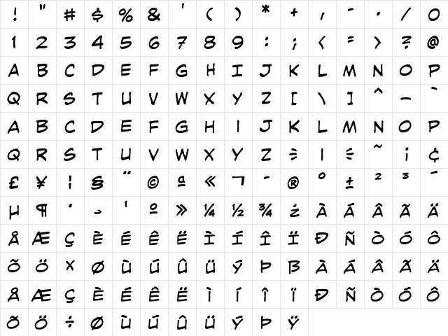 CCJoeKubert Regular font glyphpreview