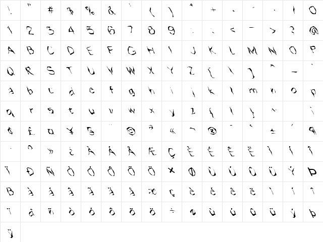 FZ WACKY 14 LEFTY Normal font glyphpreview