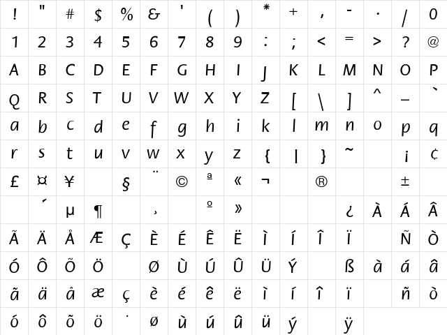 Flora Regular font glyphpreview