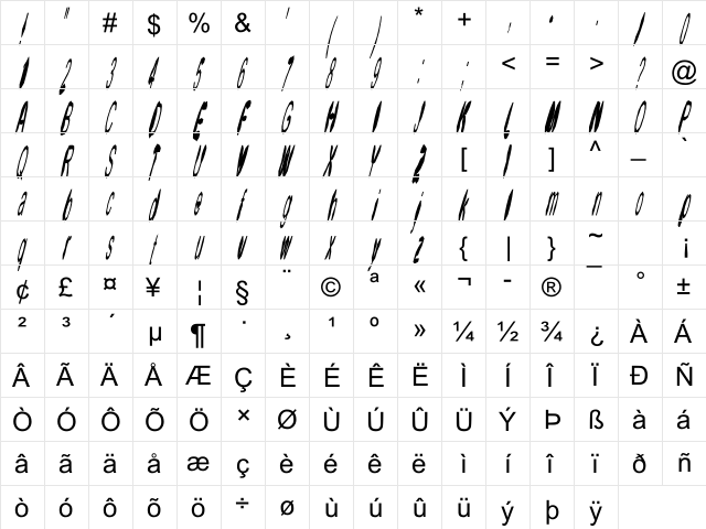 FUD SUPREME Very Italic Regular font glyphpreview