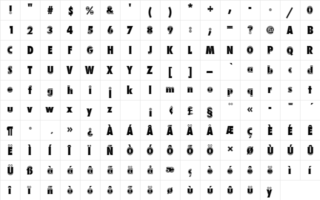 FuturaTExtBolConIn1 Regular font glyphpreview