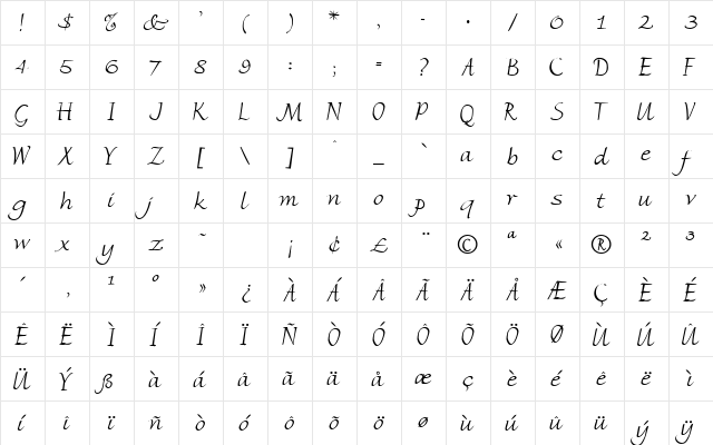 Salamander Normal font glyphpreview
