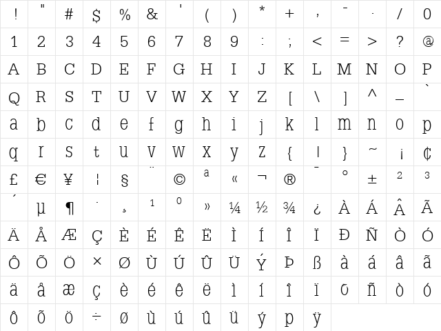SlabserifXhigh Regular font glyphpreview