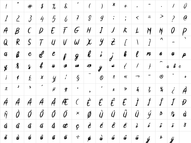 Friday_Honey Regular font glyphpreview