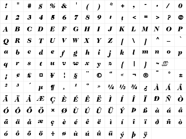 Caslon Two Black SSi Black Italic font glyphpreview