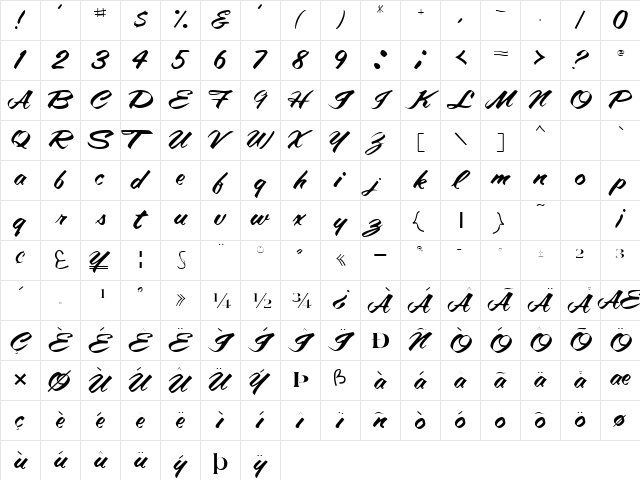 AmalieScriptSSK Regular font glyphpreview