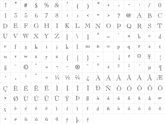 Caslon Open Face LT Std Regular font glyphpreview