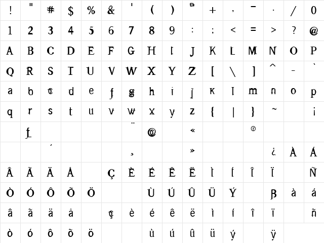Tape Regular font glyphpreview