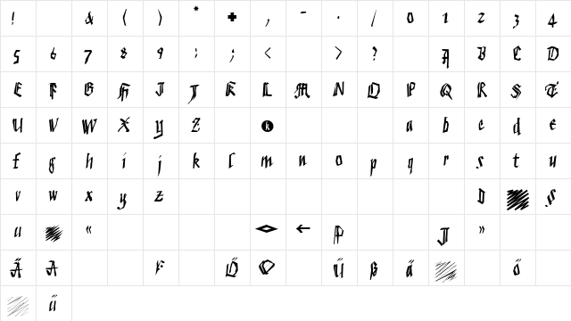 VeryBrokenFrax Regular font glyphpreview