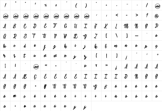Mustardy_PersonalUseOnly Regular font glyphpreview