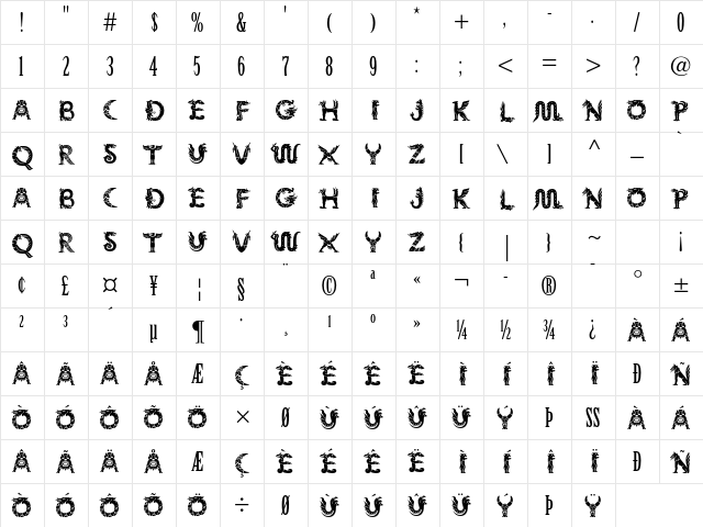 Mythos Std Regular font glyphpreview