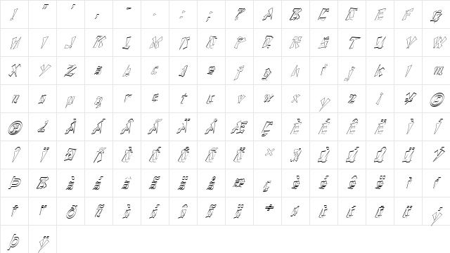 FZ UNIQUE 21 HOLLOW ITALIC Normal font glyphpreview
