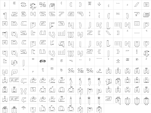 Snubfighter Outline Regular font glyphpreview