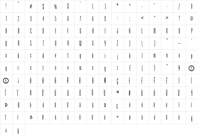 FZ BASIC 51 Normal font glyphpreview