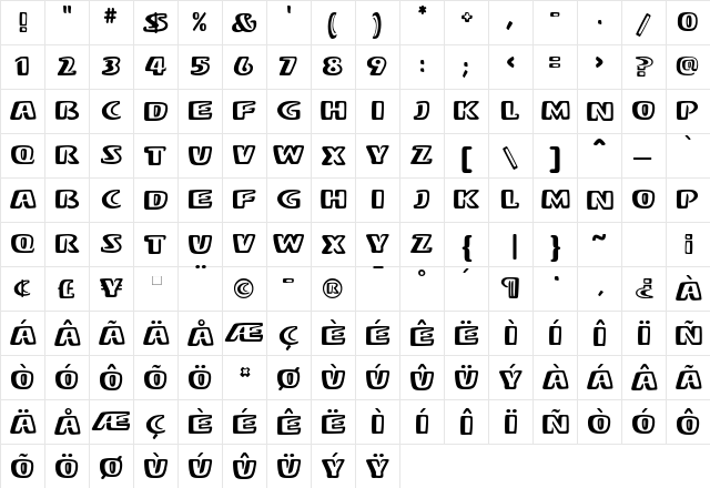 Stereo MF Regular font glyphpreview