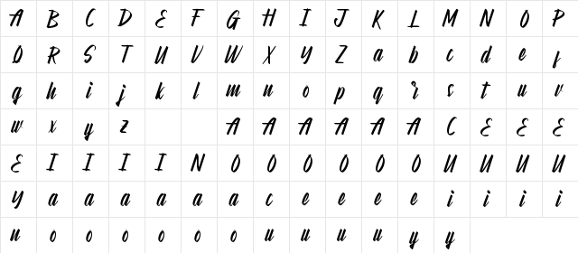 Amerilatte Demo Regular font glyphpreview