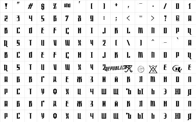 Saffron_Cyr Regular font glyphpreview
