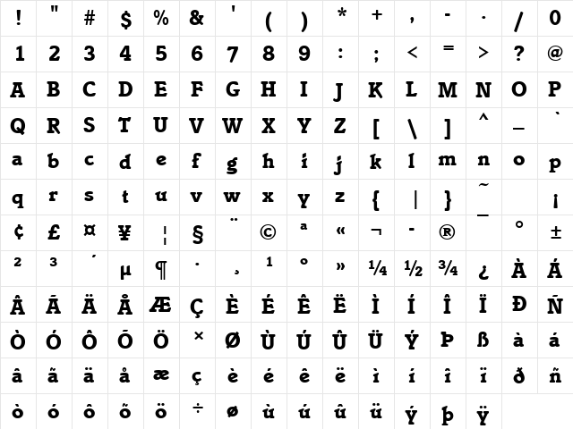 URWIschtarT Bold font glyphpreview