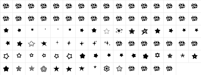 Super Stars Regular font glyphpreview