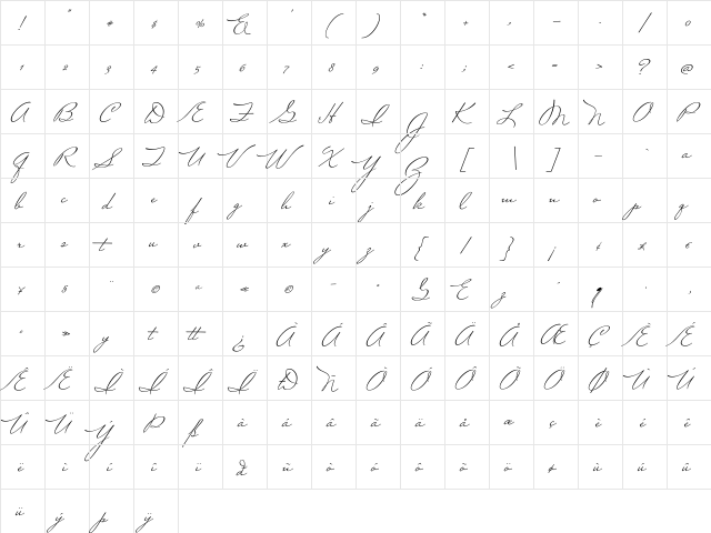 Mr Sheffield Regular font glyphpreview