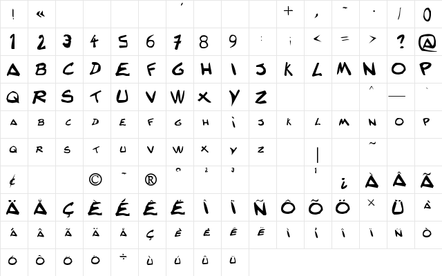 Texte d'?criture Lanfeust Regular font glyphpreview