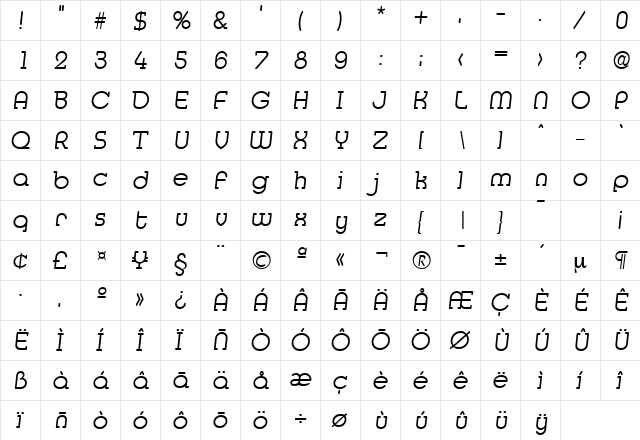 Media-Serial-Light RegularItalic font glyphpreview