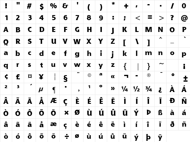 Shannon Extra Bold ATT Regular font glyphpreview