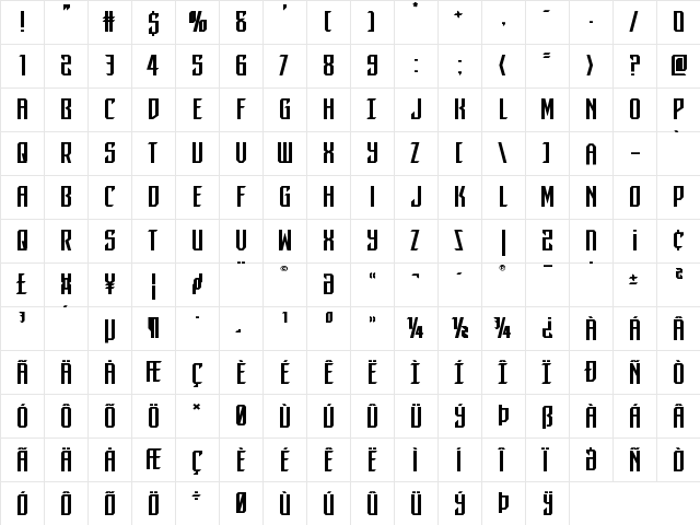 Dark Dominion Expanded Expanded font glyphpreview