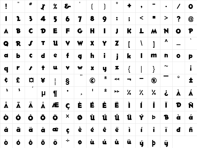 Ole Normal font glyphpreview