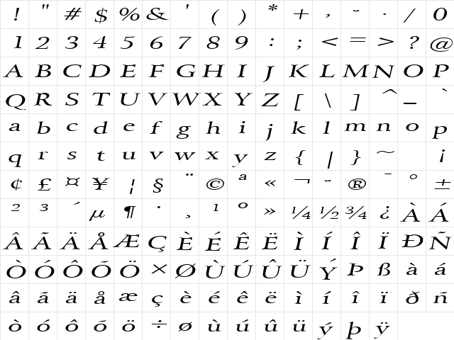 Array Extended Italic font glyphpreview
