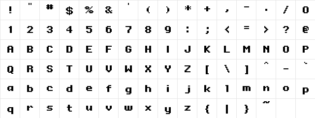 Onesize Regular font glyphpreview