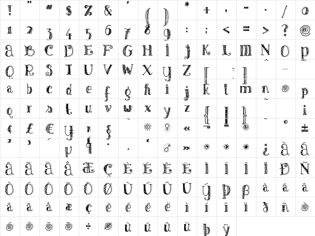 Patterns & Dots Regular font glyphpreview