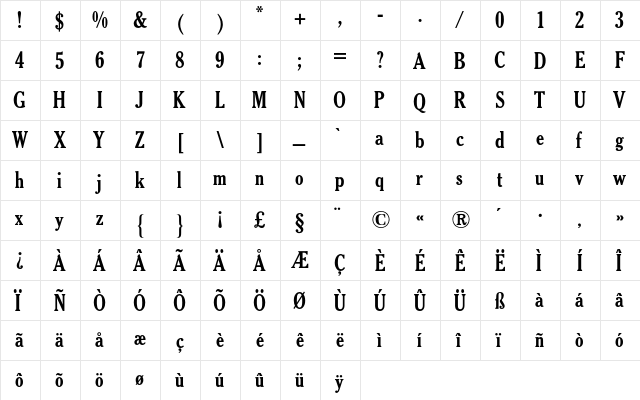 Cheltenham ATF BQ Regular font glyphpreview