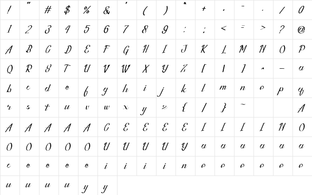Quinn Marriott Regular font glyphpreview