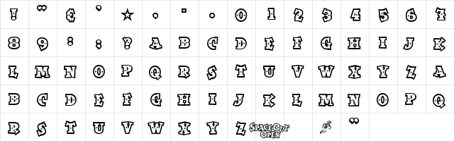SpaceOutOpen Regular font glyphpreview