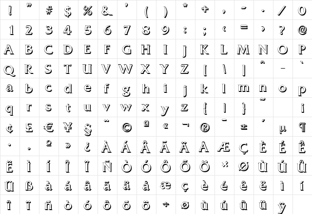 QuadratShadow Regular font glyphpreview