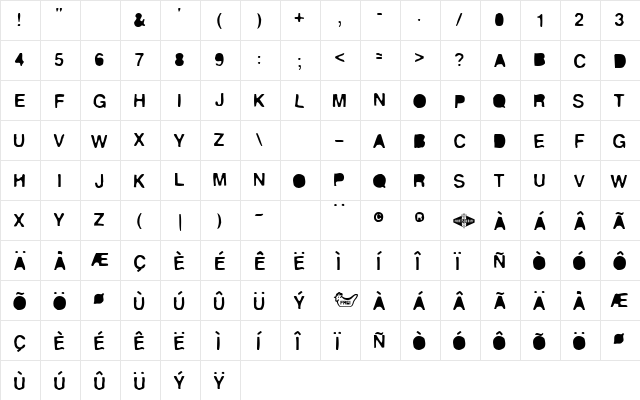 Sticky Regular font glyphpreview