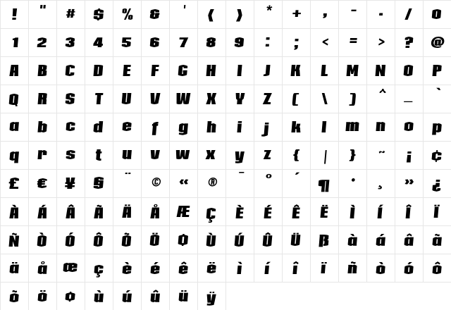 Collos BlackItalic font glyphpreview