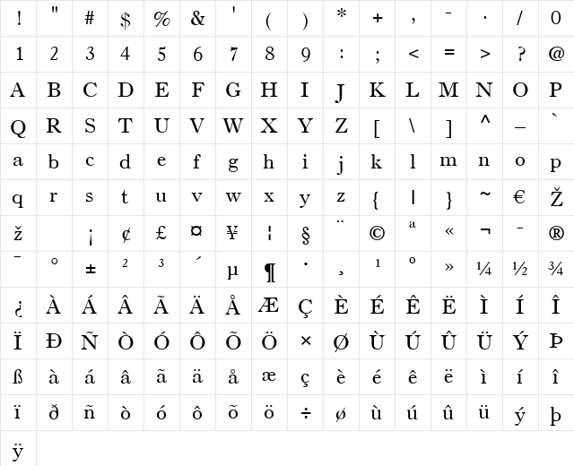 OldStyle7 LT Regular font glyphpreview