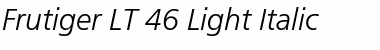 Frutiger LT 45 Light Italic Font Title Preview