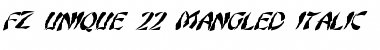 FZ UNIQUE 22 MANGLED ITALIC Normal Font Title Preview